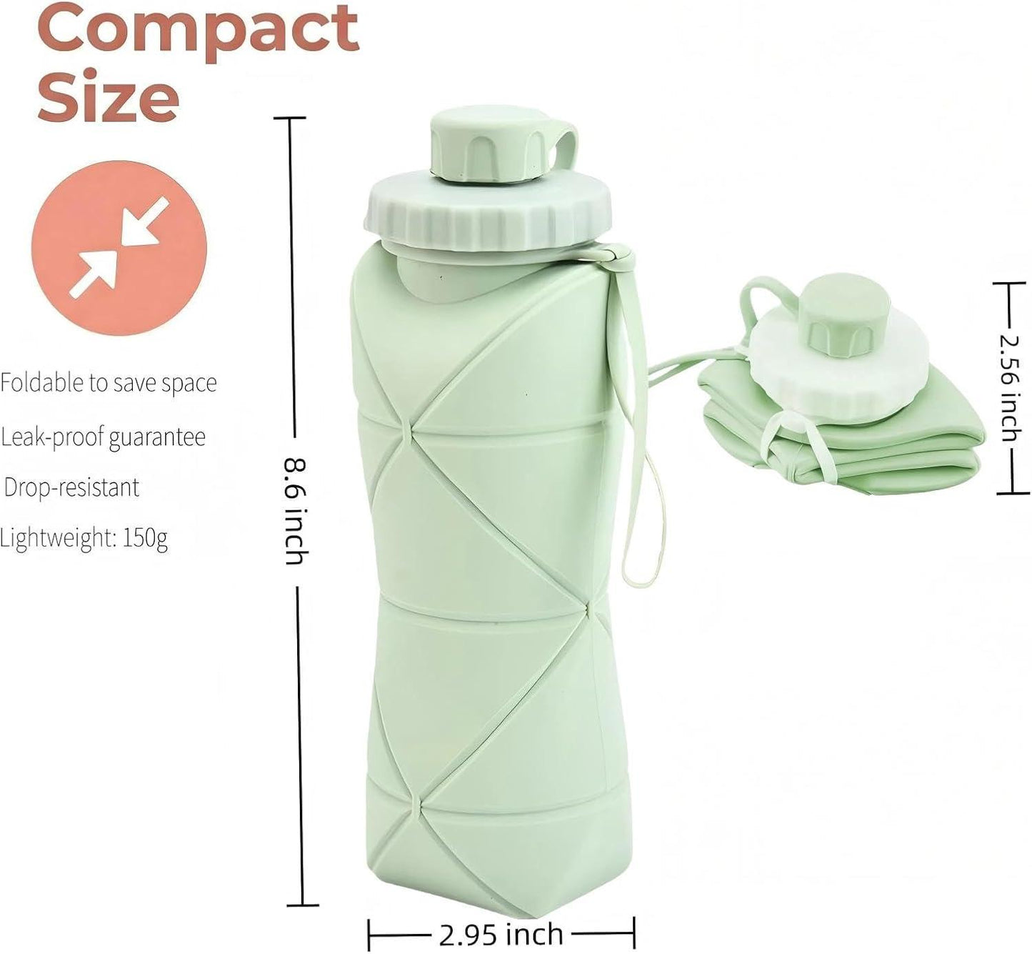Collapsible Water Bottle Silicone Foldable Water Bottles For Travel Easy To Carry Design