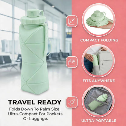 Collapsible Water Bottle Silicone Foldable Water Bottles For Travel Easy To Carry Design