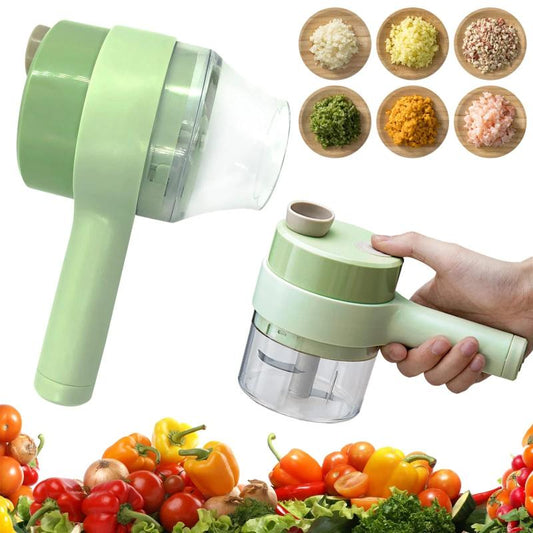 4 in 1 Handheld Electric Vegetable Cutter Set, Food Processor for Garlic Pepper Chili Onion Celery Ginger Meat with Brush