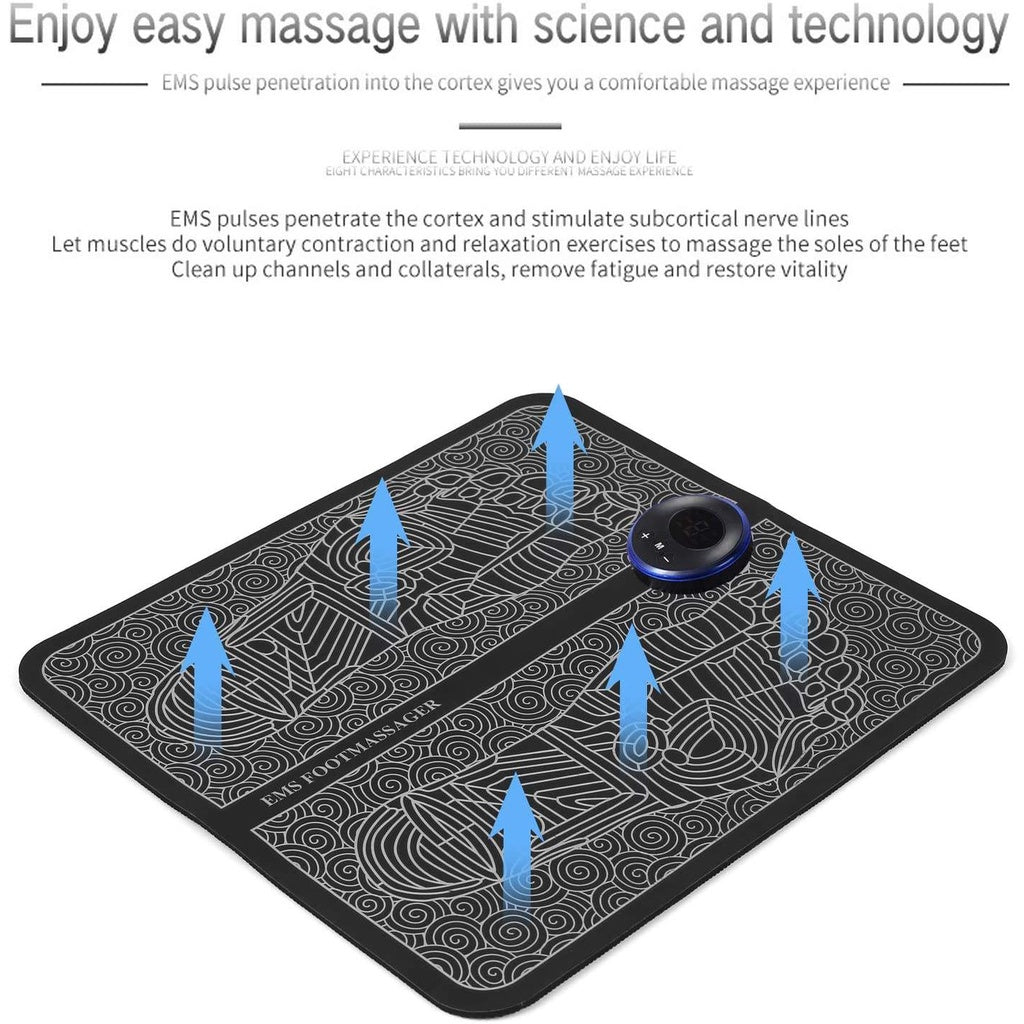 EMS Foot Massager – Electric Muscle Stimulator for Pain Relief & Relaxation – Rechargeable, Portable