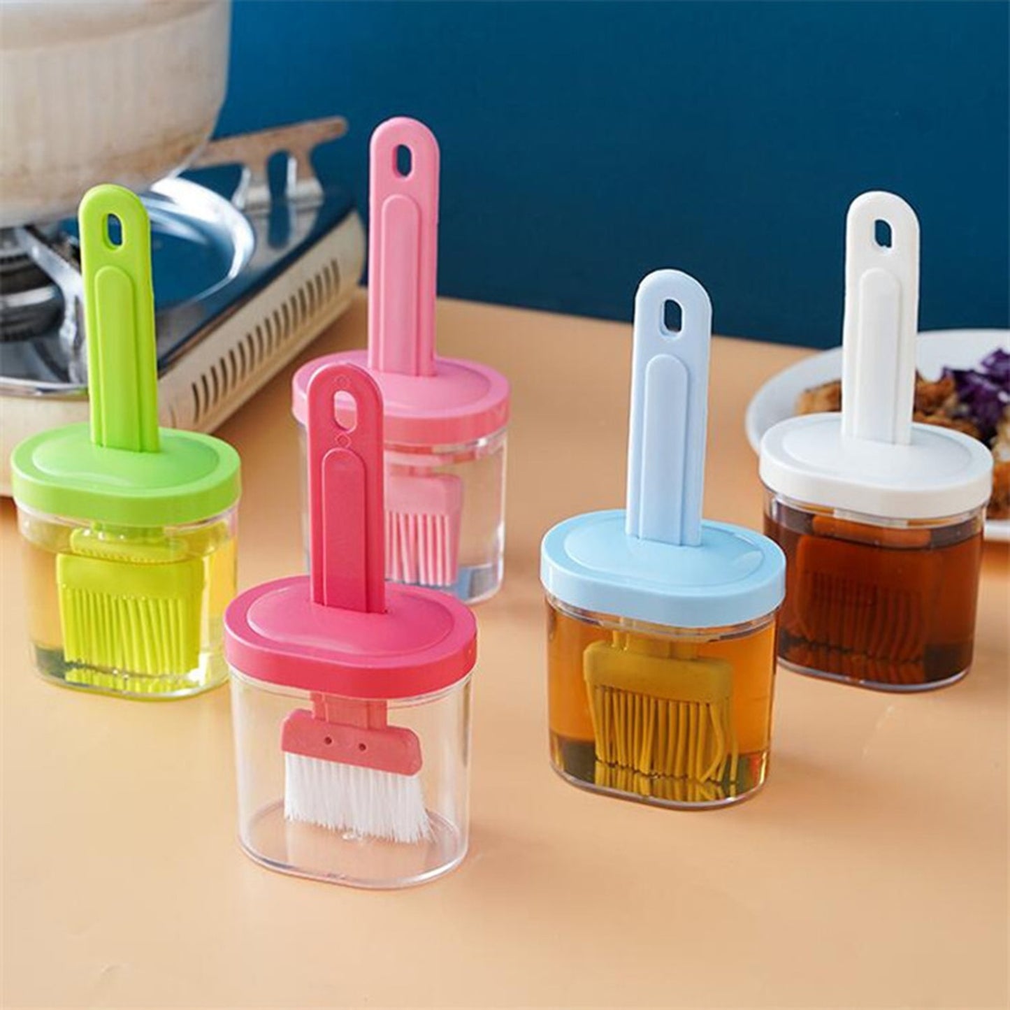 Oil Dispenser Bottle with Brush, 2-in-1 Cooking Oil Brush and Dispenser Oil Bottle with Silicone Brush – Durable Kitchen Tool for Easy Cooking