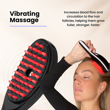 Electric Scalp Massager Comb for Hair Growth & Anti Hair Loss - Red & Blue Light Therapy - Steam & Vibration - 15ML Oil Diffuser