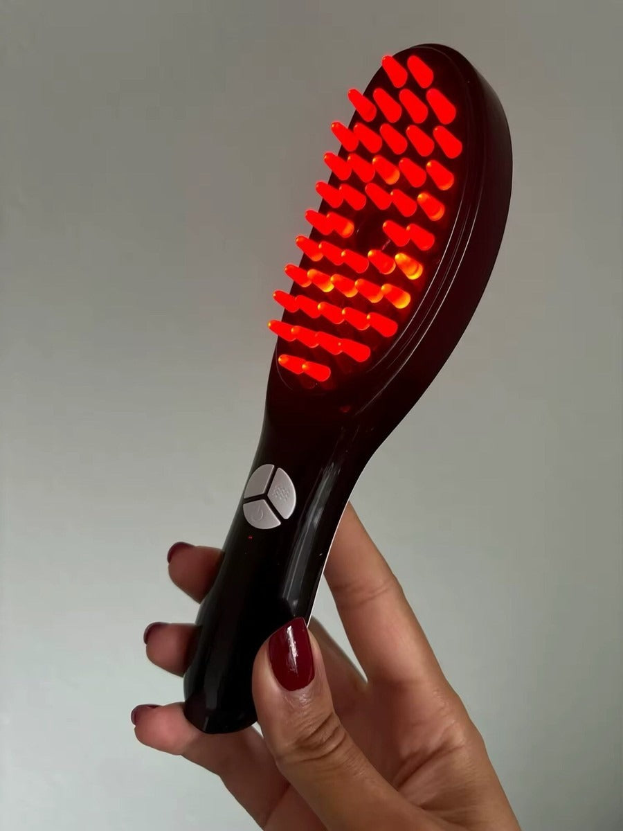 Electric Scalp Massager Comb for Hair Growth & Anti Hair Loss - Red & Blue Light Therapy - Steam & Vibration - 15ML Oil Diffuser