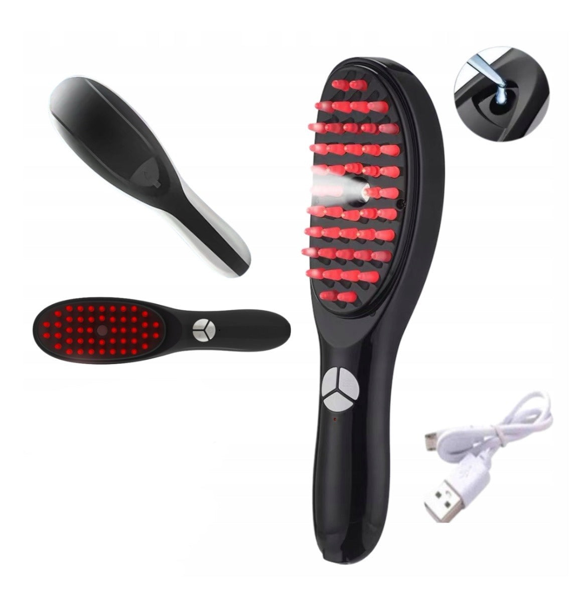Electric Scalp Massager Comb for Hair Growth & Anti Hair Loss - Red & Blue Light Therapy - Steam & Vibration - 15ML Oil Diffuser