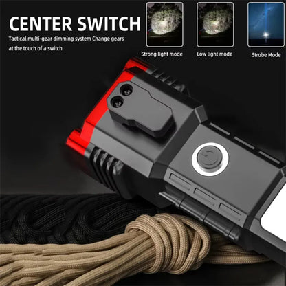 Multifunction 8 in 1 Portable LED Flashlight Rechargeable LED Torch & Emergency Tool With Window Breaker Hammer | Flashlight Household Rechargeable Ultra Strong Outdoor Bright LED Flashlight