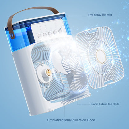 Portable Air Conditioner Fan Usb Electric Fan With Led Night Light, Fine Mist Water, And Humidifier Function
