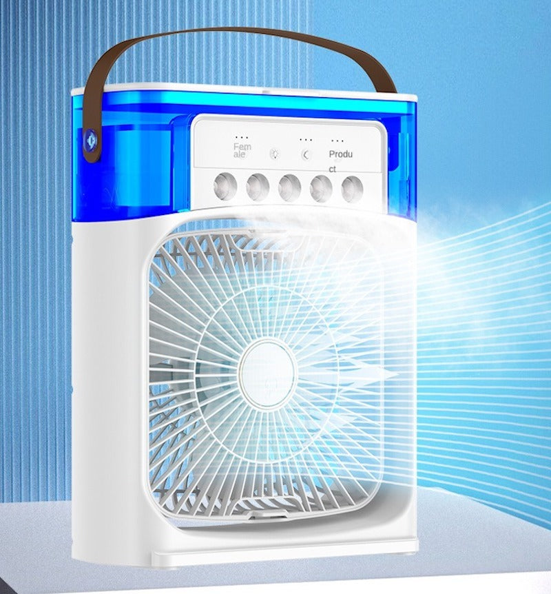 Portable Air Conditioner Fan Usb Electric Fan With Led Night Light, Fine Mist Water, And Humidifier Function