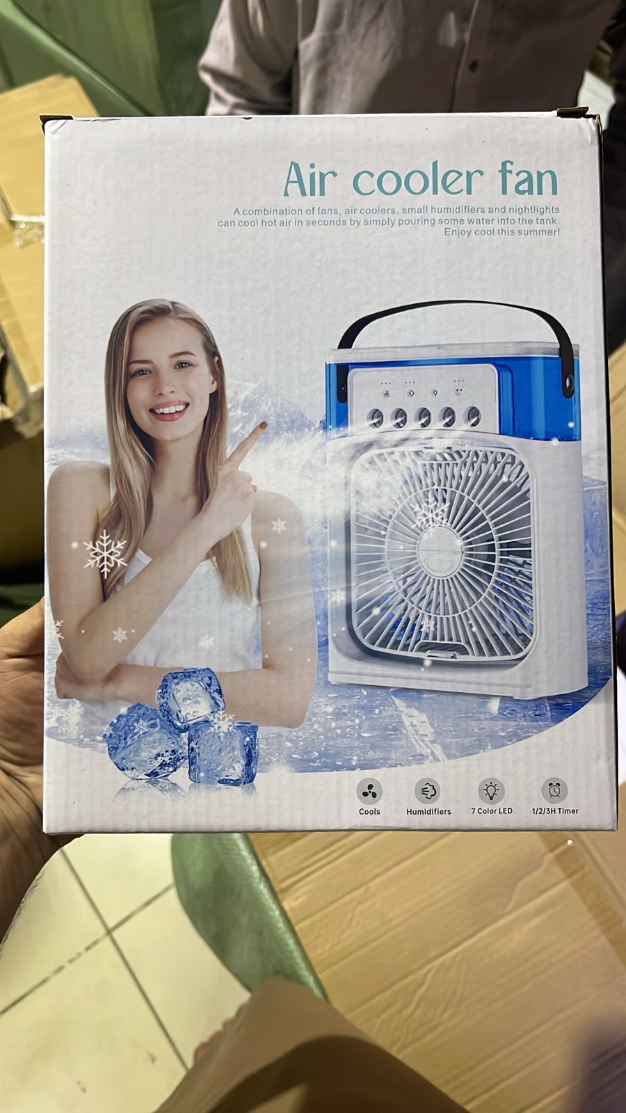 Portable Air Conditioner Fan Usb Electric Fan With Led Night Light, Fine Mist Water, And Humidifier Function