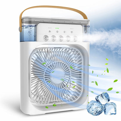 Portable Air Conditioner Fan Usb Electric Fan With Led Night Light, Fine Mist Water, And Humidifier Function