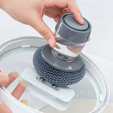 Scrub Kitchen wash tool and dishwashing brush for kitchen cleaning brush and Pot dish plastic brush with washing up liquid for self dispensing cleaning brush Soap dispenser brush