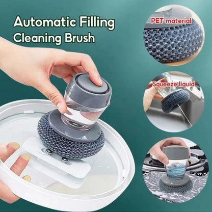 Scrub Kitchen wash tool and dishwashing brush for kitchen cleaning brush and Pot dish plastic brush with washing up liquid for self dispensing cleaning brush Soap dispenser brush