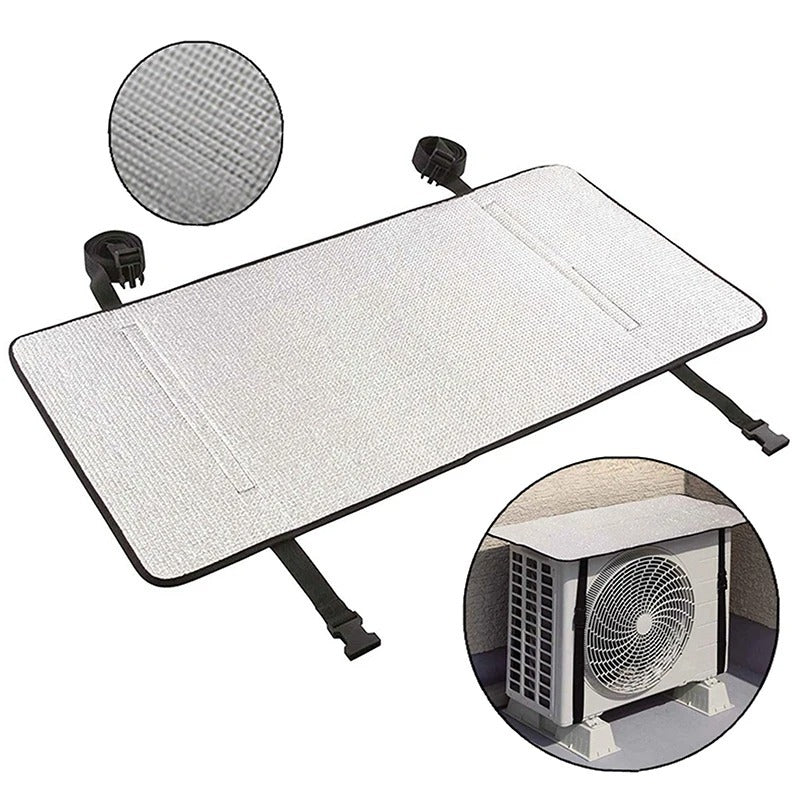 Aluminum Foil AC Outdoor Unit Cover | Waterproof Heatproof AC Protector | Adjustable Sun & Rain Shield for Air Conditioner Outdoor Unit