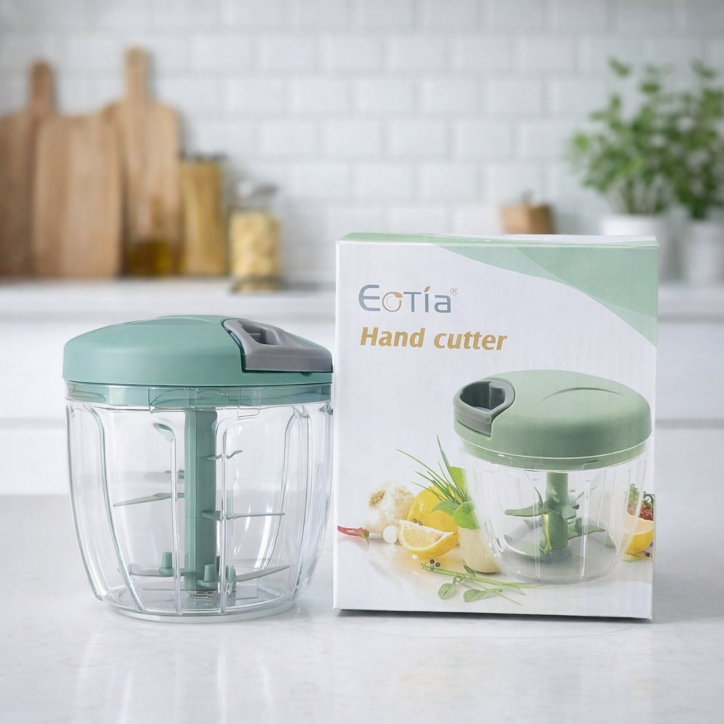 Eotia Manual Food Chopper – High-Speed 3-Blade Hand Cutter for Vegetables, Fruits & Herbs