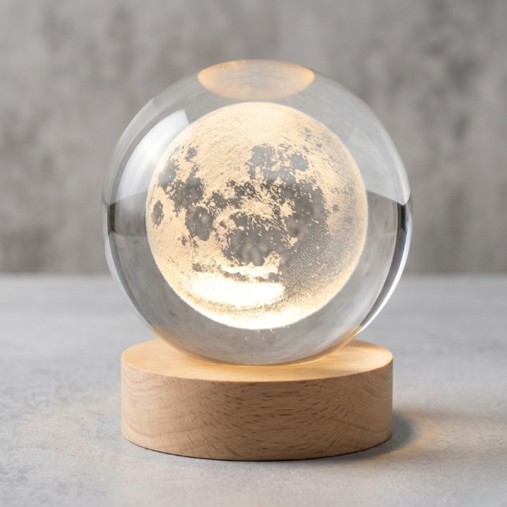 Lamp - 3d Crystal Ball Lamp - Galaxy Crystal Ball Lamp - 3D Planet Moon Lamp - Home Decoration - USB LED Night Light - Lamps For Bed Room Side Table - Crystal Ball Lamp By GULF LED HOUSE Official
