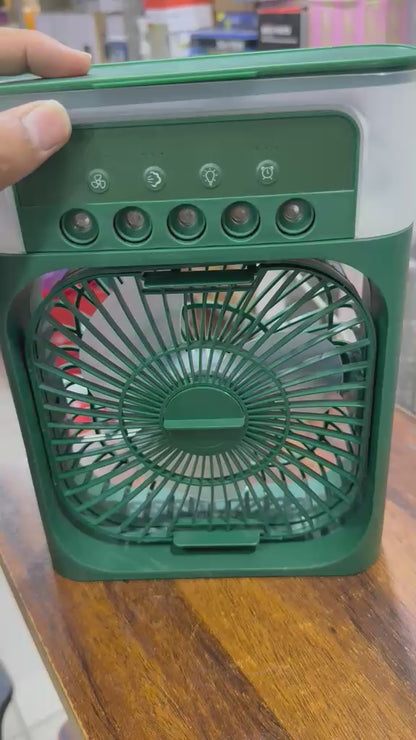 Portable Air Conditioner Fan Usb Electric Fan With Led Night Light, Fine Mist Water, And Humidifier Function