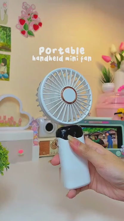 USB Handheld Mini Fan Foldable Portable Neck Hanging Fans 5 Speed Rechargeable Fan with Phone Stand and Display Screen